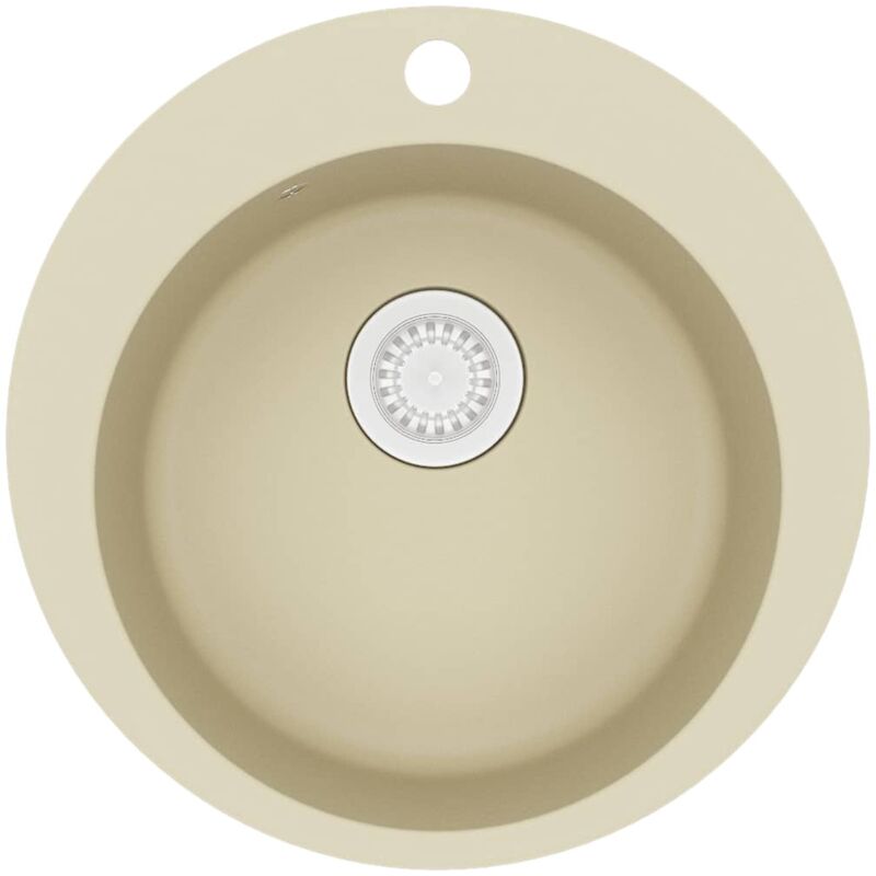 

Fregadero de cocina de granito con un seno redondo beige - Beige - Vidaxl