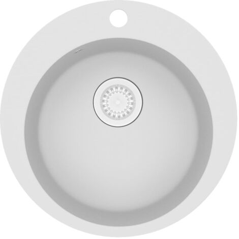 Fregadero de cocina de granito con un seno redondo blanco