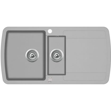 Fregadero de cocina de granito de dos senos gris decoración de la cocina del hogar 020002316