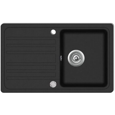 Fregadero de cocina de granito, escurridor reversible negro, lavabo para lavar a mano 020002304