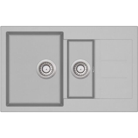 Fregadero de cocina de granito gris de dos cubetas 020002320