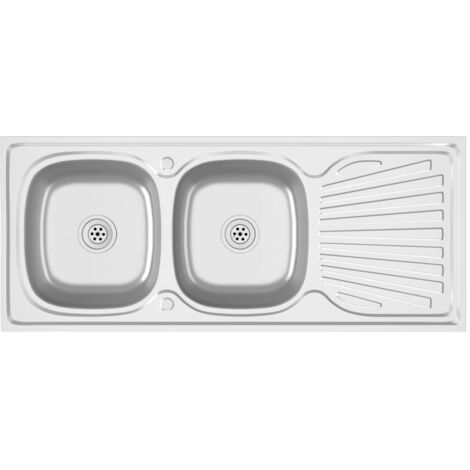 Fregadero de cocina doble seno acero inoxidable 1200x600x155 mm vidaXL