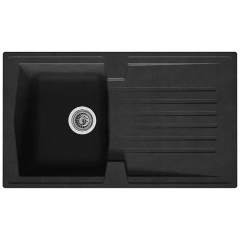 Fregadero de cocina empotrado STRADOUR Arena 1 cubeta + 1 escurridor - Resina - 86 x 50 cm - Negro