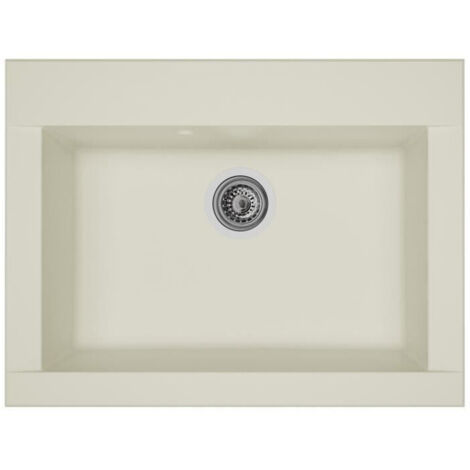 Fregadero de cocina empotrado STRADOUR Hexo de 1 cuba sin escurridor - Resina - 66 x 50 cm - Blanco