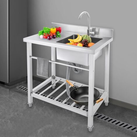 Fregadero de cocina Fregadero de cocina individual Fregadero de acero inoxidable para restaurante comercial
