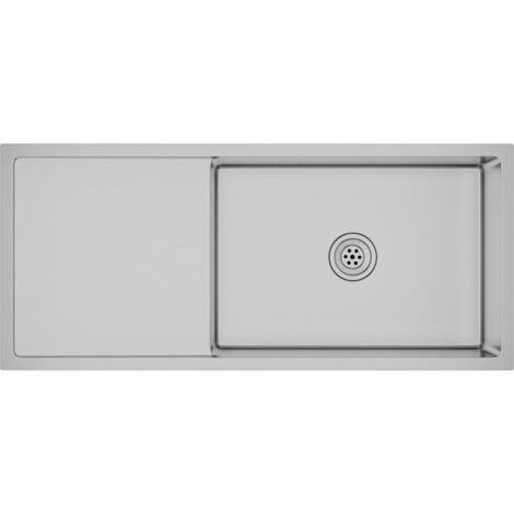Fregadero de cocina hecho a mano 100 x 44 cm acero inoxidable plateado 020002475
