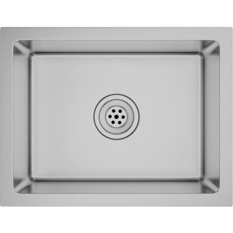 Fregadero de cocina hecho a mano 44 x 34 cm acero inoxidable plateado 020002457