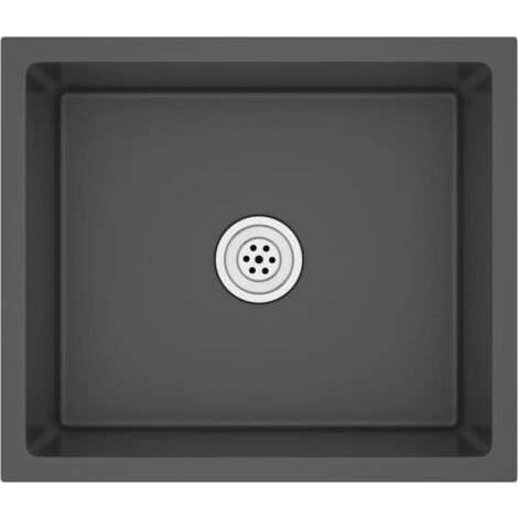 Fregadero de cocina hecho a mano 51 x 44 cm acero inoxidable negro 020002454