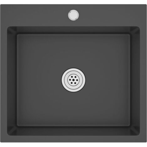 Fregadero de cocina hecho a mano 53 x 50 cm acero inoxidable negro 020002460
