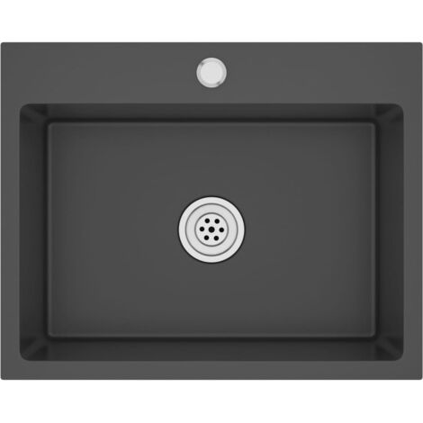 Fregadero de cocina hecho a mano 55 x 44 cm acero inoxidable negro 020002462