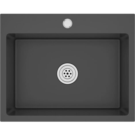 Fregadero de cocina hecho a mano 59 x 44 cm acero inoxidable negro 020002464