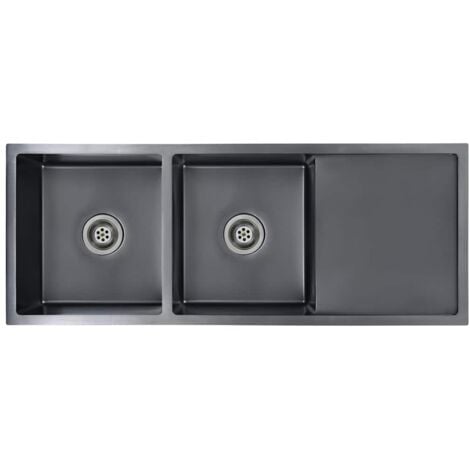 Fregadero de cocina hecho a mano acero inoxidable negro vidaXL