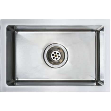 Fregadero de cocina hecho a mano con colador 44 x 29 cm acero inoxidable 020002361