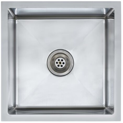Fregadero de cocina hecho a mano con colador 44 x 44 cm acero inoxidable 020002362