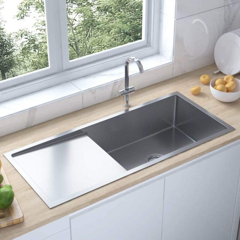 

Happyshopping - Fregadero de cocina hecho a mano con colador acero inoxidable