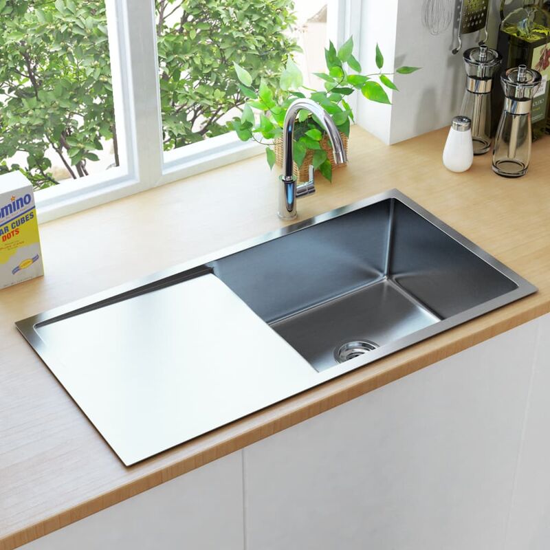 

Fregadero de cocina hecho a mano con colador acero inoxidable
