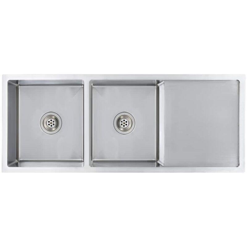 

vidaXL Fregadero de cocina hecho a mano con colador acero inoxidable - Plateado