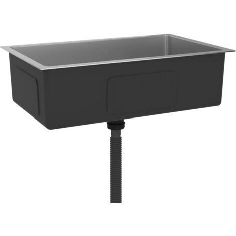 Fregadero de cocina hecho a mano, lavabo para interior de casa, baño, 70 x 44 cm, acero inoxidable, plateado 020002467