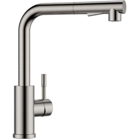 Fregadero de cocina monomando, cartucho cerámico, 360 grados, color plata