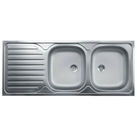 Fregadero de dos senos con escurridor izquierdo de acero 50x120 cms