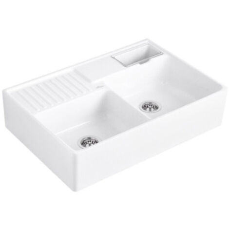 Fregadero de estilo rústico VILLEROY ET BOCH Tradition 89,5 x 63 cerámica blanco autodrenante