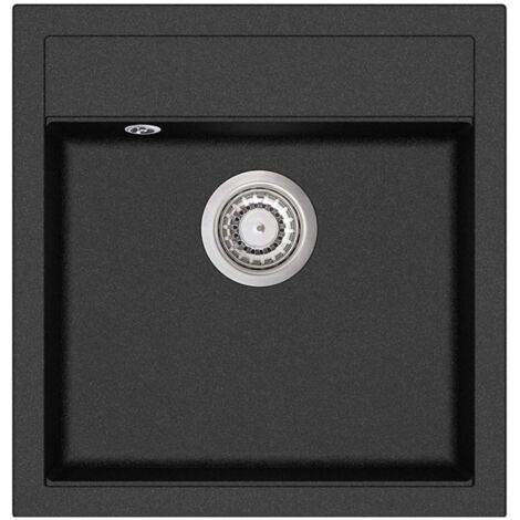 Fregadero de granito de una cubeta 49 x 51 cm negro 020002317