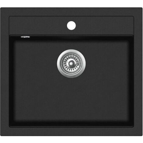 Fregadero de granito de una cubeta 56,5 x 51 cm negro 020002323
