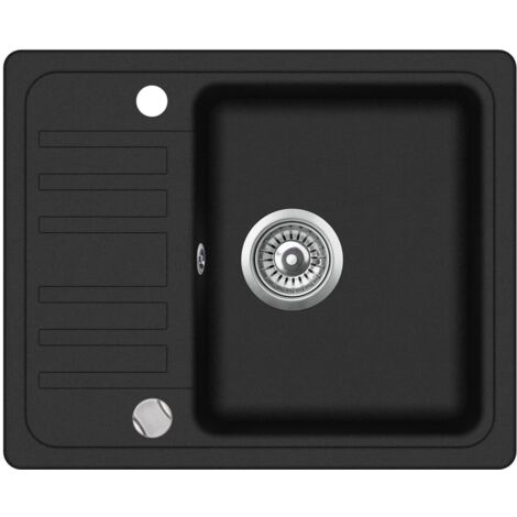 Fregadero de granito de una cubeta 57,5 x 46 cm negro 020002321