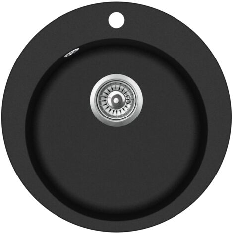 Fregadero de granito de una cubeta redondo negro 020002325