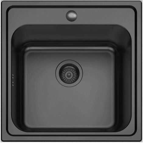 Fregadero de un seno en inox negro Ucrania, 20 cm(alto)50 cm(ancho)50 cm(largo)