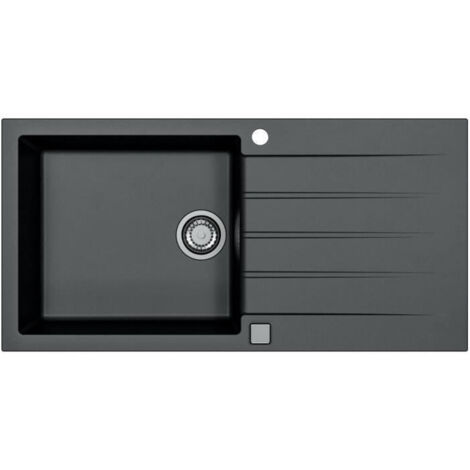 Fregadero empotrado - Granito - Negro - 1 gran tazón - 100 x 50 cm - CADIT - STRADOUR