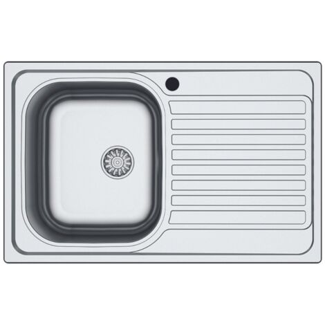 Fregadero encastrable de acero inoxidable con bañera 50x79 cm escurridor derecho