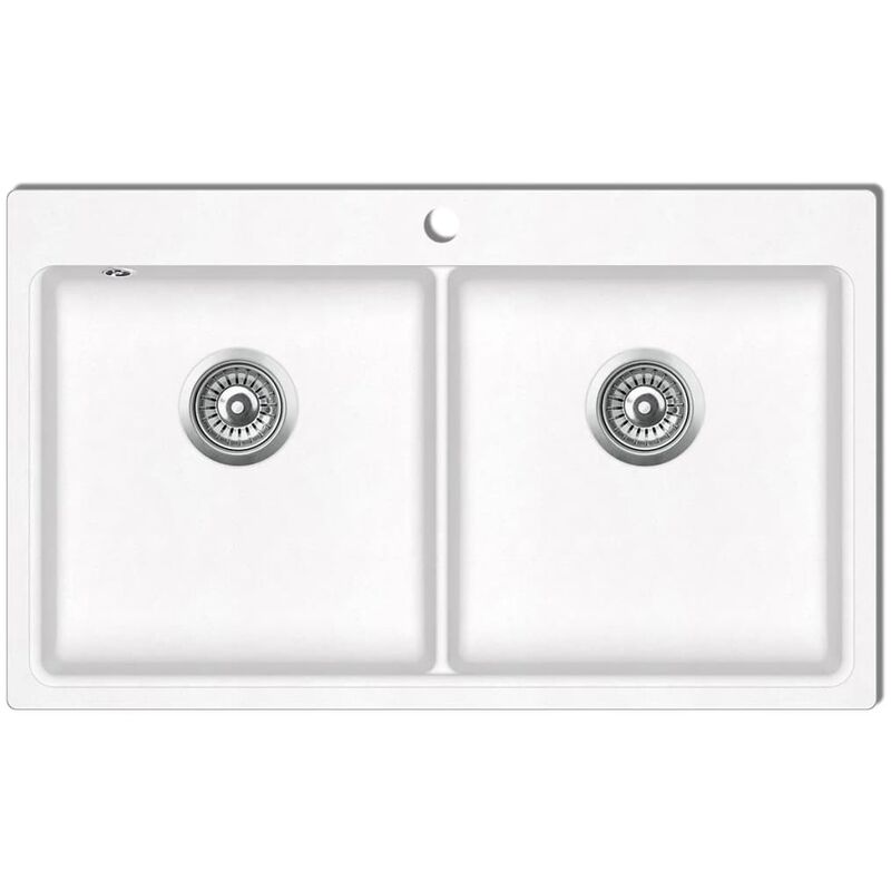 

Fregadero encastrable de granito blanco crema de dos cubetas
