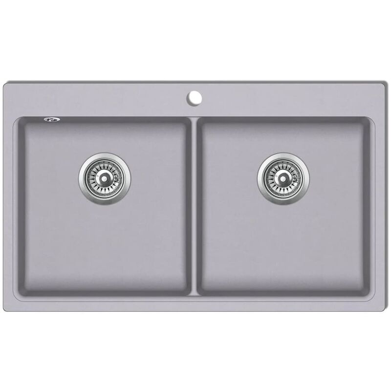 

Fregadero encastrable de granito gris de dos cubetas