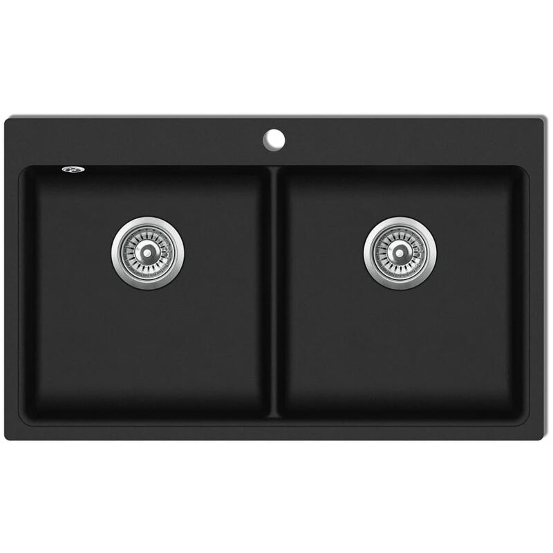 

Fregadero encastrable de granito negro de dos cubetas
