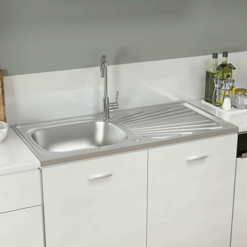 

Fregadero escurridor plateado 1000x500x155 mm acero inoxidable