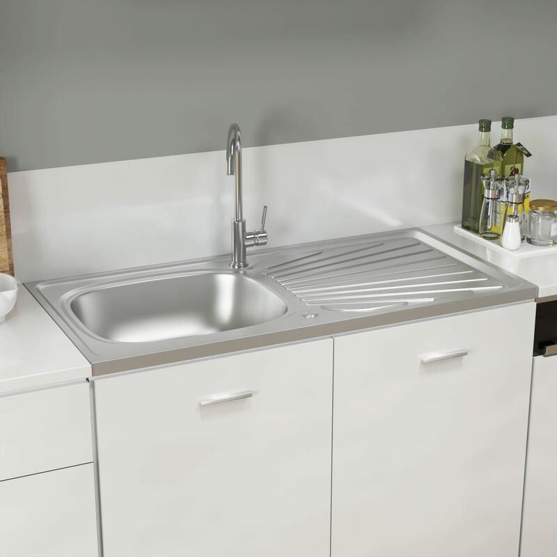 

Fregadero escurridor plateado 1000x500x155 mm acero inoxidable