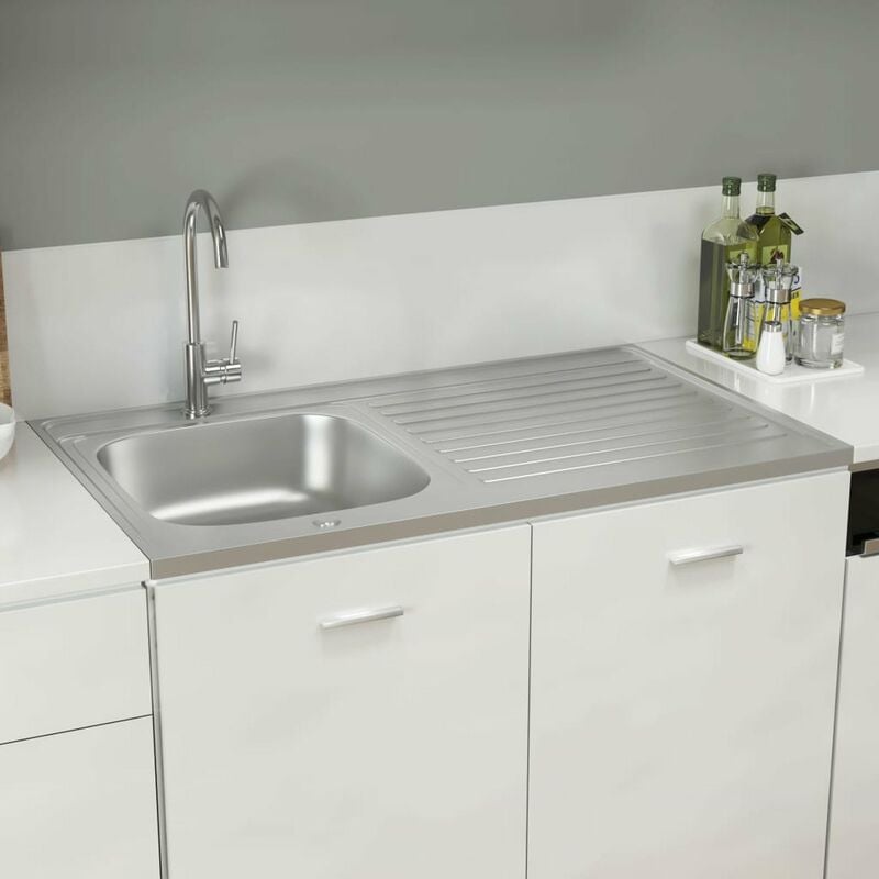

Fregadero escurridor plateado 1000x600x155 mm acero inoxidable