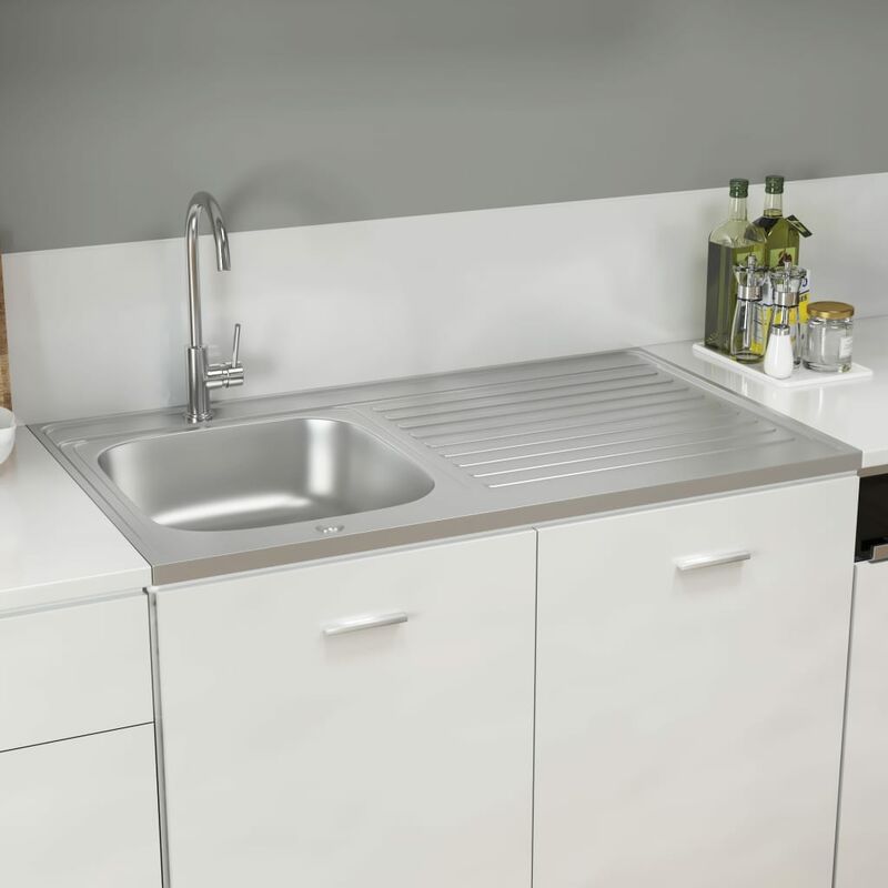

Fregadero escurridor plateado 1000x600x155 mm acero inoxidable
