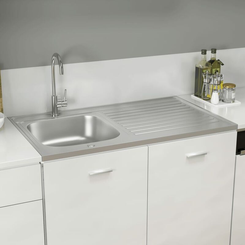 

Fregadero escurridor plateado 1000x600x155 mm acero inoxidable - Plateado