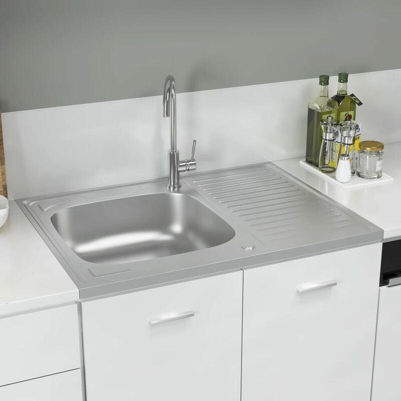 

Fregadero escurridor plateado 800x600x155 mm acero inoxidable - Plateado