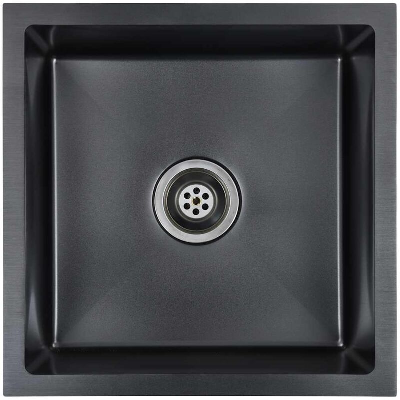

vidaXL Fregadero hecho a mano con colador acero inoxidable negro - Negro