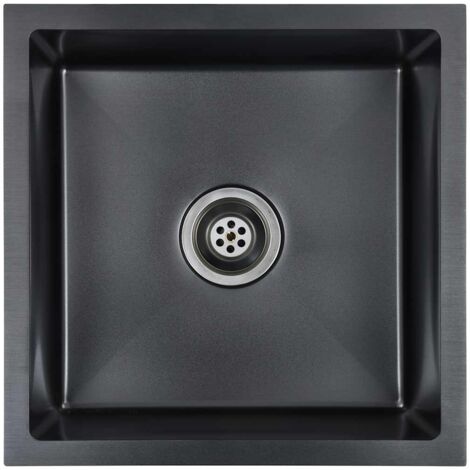 vidaXL Fregadero hecho a mano con colador acero inoxidable negro - Nero
