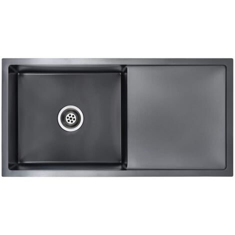 vidaXL Fregadero hecho a mano con colador acero inoxidable negro - Nero