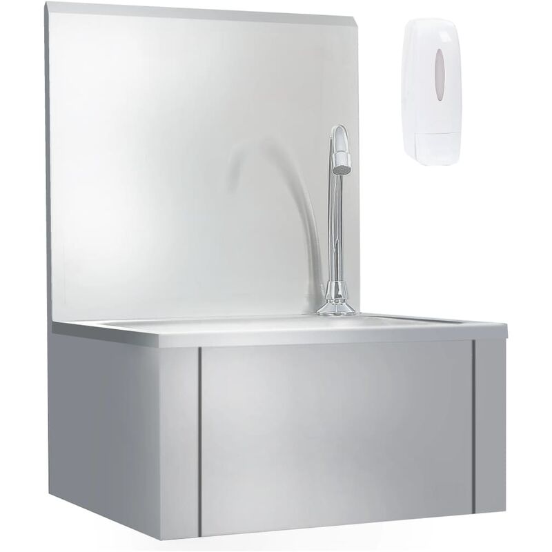 

Fregadero lavamanos con grifo y dispensador de jabón acero inox