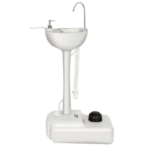 Fregadero portátil de camping de 50 x 34 x 102 cm para lavado a mano y lavavajillas diseño práctico en HDPE gris 200019234
