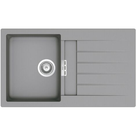 Fregadero reversible de 1 cubeta de QUARZEX® OSLO - ROCA Color: Gris - Medidas: 860x500x200 mm