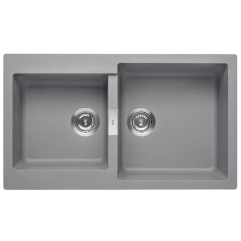 Fregadero reversible de 2 cubetas de QUARZEX® - ROCA Color: Gris - Medidas: 860x500x200 mm