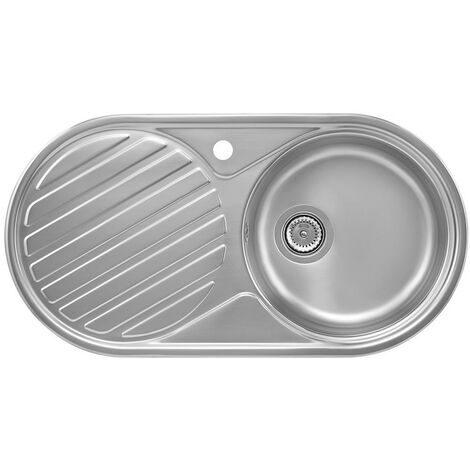 Fregadero Roca Duo de 1 cubeta de acero INOX y escurridor a la izquierda 84x44x14,5cm