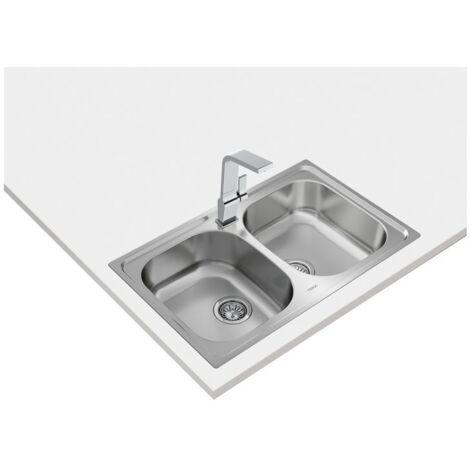 Fregadero Sobre-encimera Acero inoxidable Rectangular 2 Senos TEK